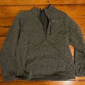 Eddie Bauer Men’s Fleece Half Zip Long Sleeve Pullover Shirt, Gray Heather